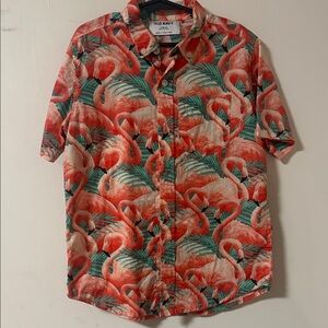Boys Small (6-7) Old Navy Flamingo Print Short-Sleeve Button-Down, like new.